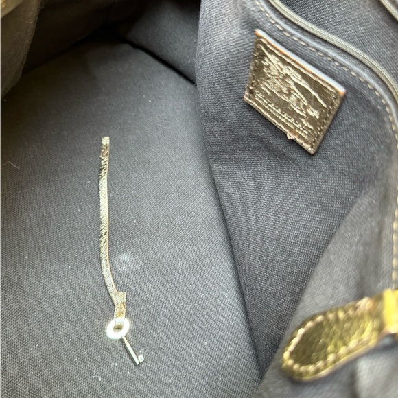 Burberry Haymarket Check Pattern Metallic Handle Thornley Satchel Bowling Bag - Picture 14 of 16